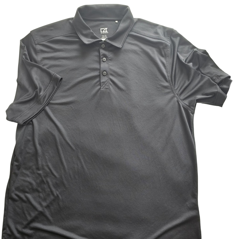 Cutter & Buck Shirt Mens XL Black Polo Short Sleeve Golf Dry Tech 50+ Sunscreen